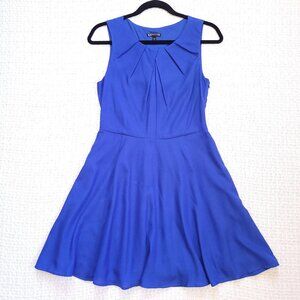 Express sleeveless flare mini dress in royal blue